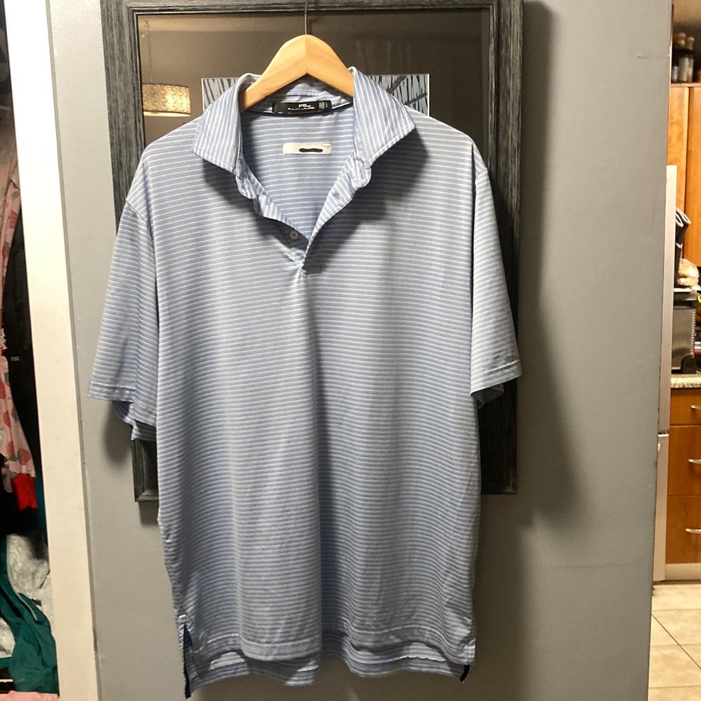 Ralph Lauren Large RL Blue Polo Shirt Classic Cotton Short-Sleeve